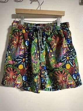 EUC Men's Pangea Colorful Swimming Trunks Elastic Drawstring Waistband Size M